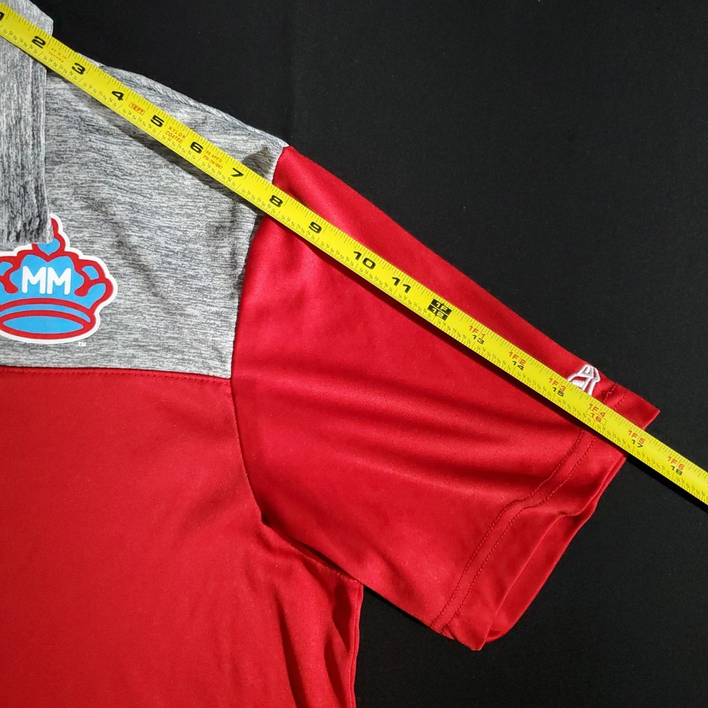 MIami Marlins Polo Shirt Mens New Era Red Grey MM Crown Logo Performances Size L - Picture 5 of 11